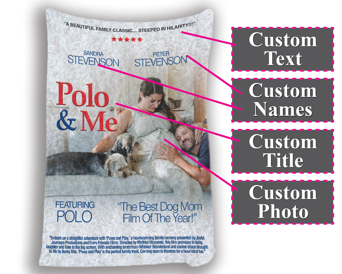Dog family "Film Poster" Blanket - Custom print photo / text