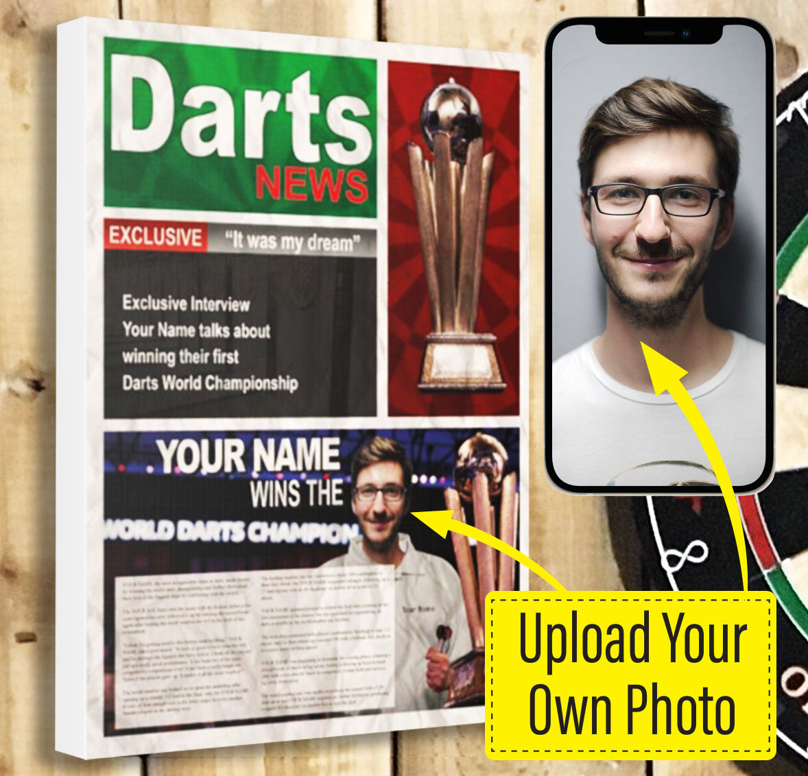Custom Canvas - Darts Newspaper Front Page